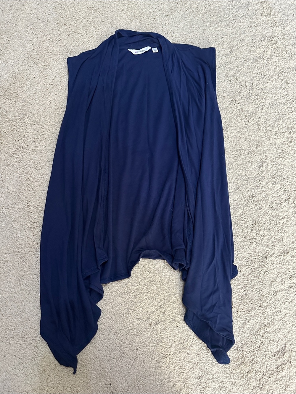 Athleta Navy Open-Front Lightweight Sweater Vest Cardigan